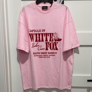 NEW White Fox Capsule 9 Rodeo Crew Oversized Tee XS, Small Pink NWT